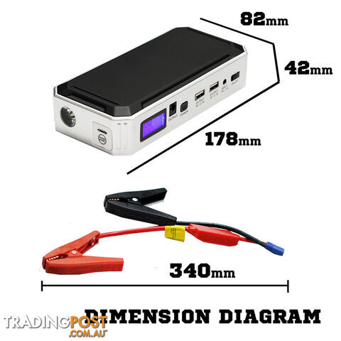 Portable Emergency Jump Starter 30000mAh Backup Power Bank Car Charger 12V 800A