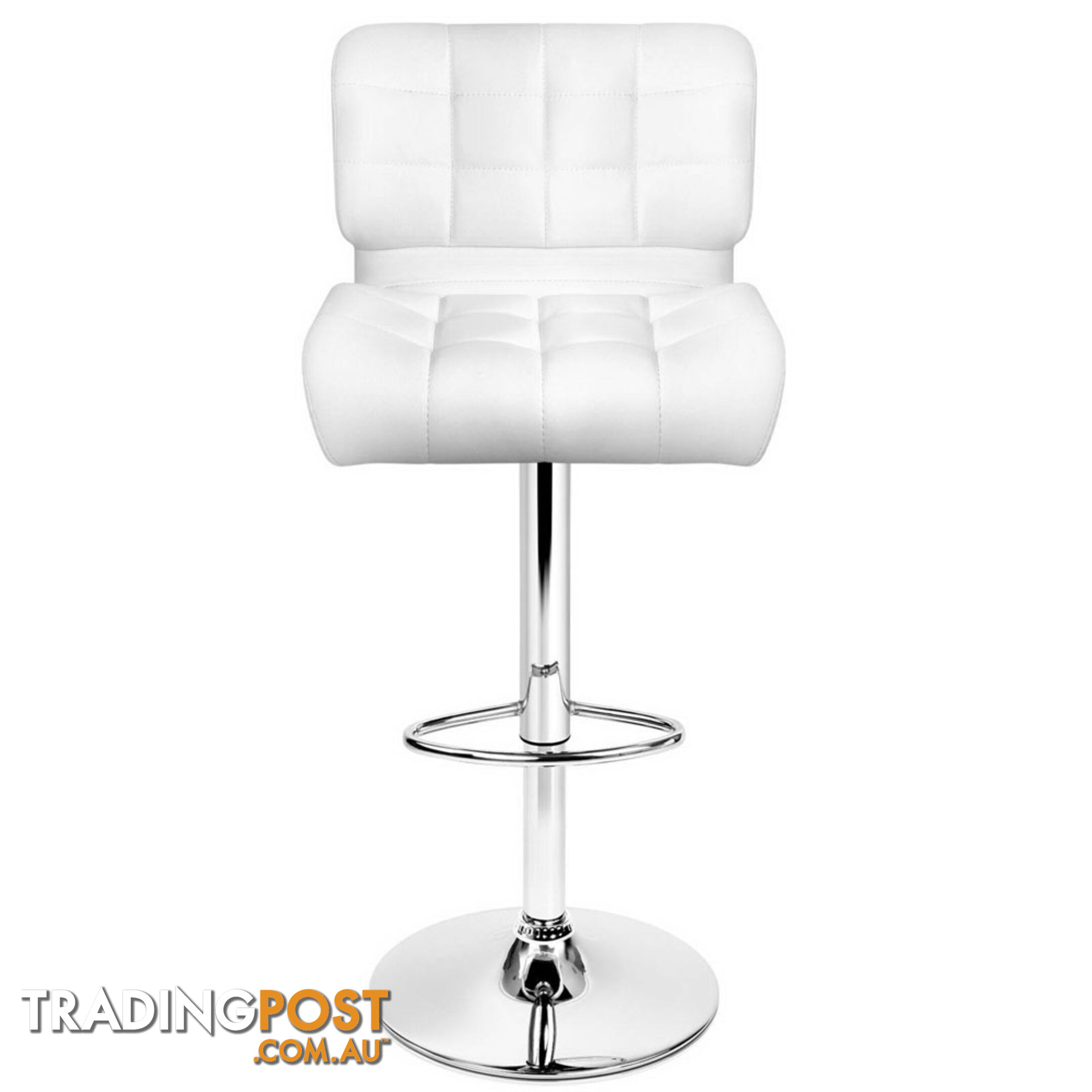 2 x PU Leather Bar Stools Kitchen Cafe Dining Pub Island Swivel Chairs White