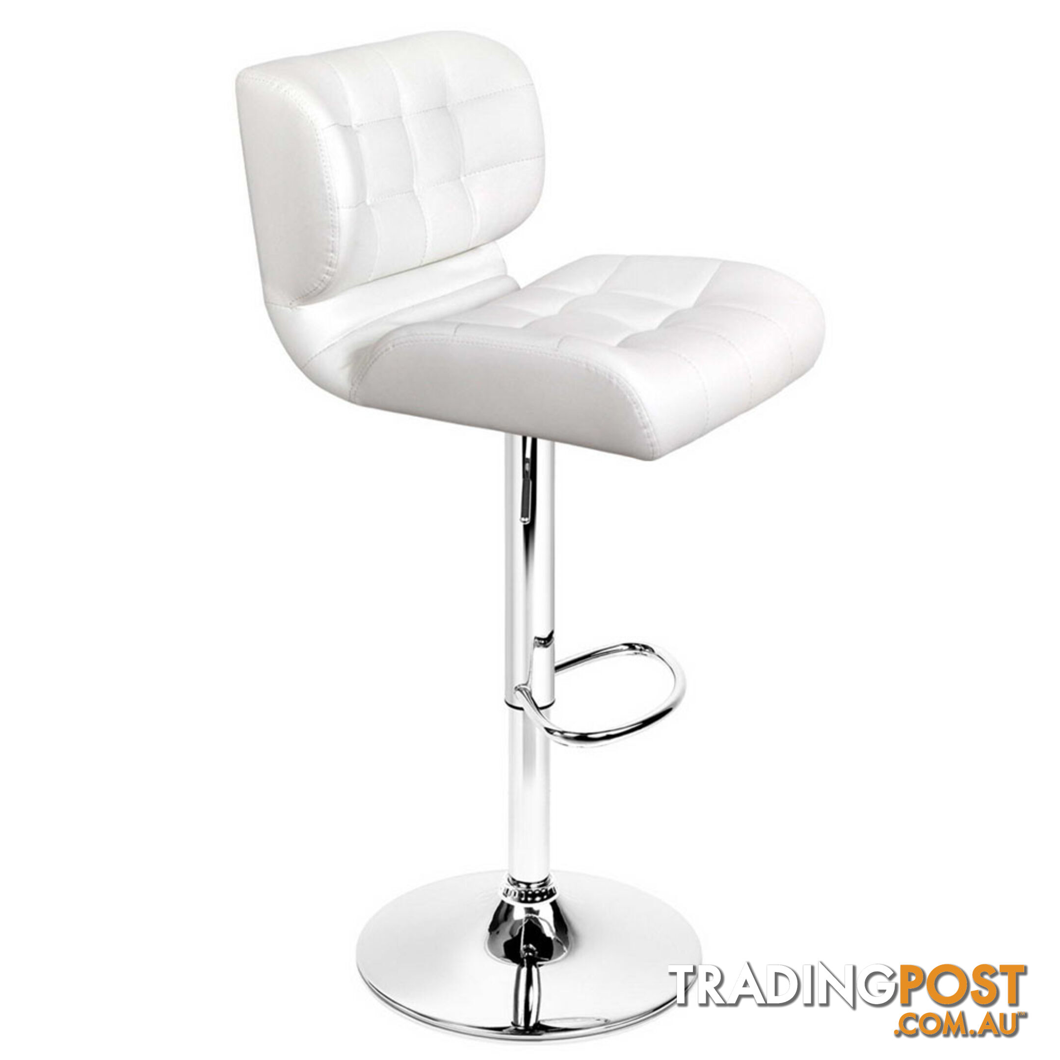 2 x PU Leather Bar Stools Kitchen Cafe Dining Pub Island Swivel Chairs White