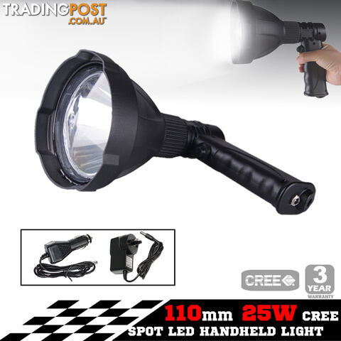 25W CREE LED Handheld Spot Light Rechargeable Spotlight Hunting Shooting 12V