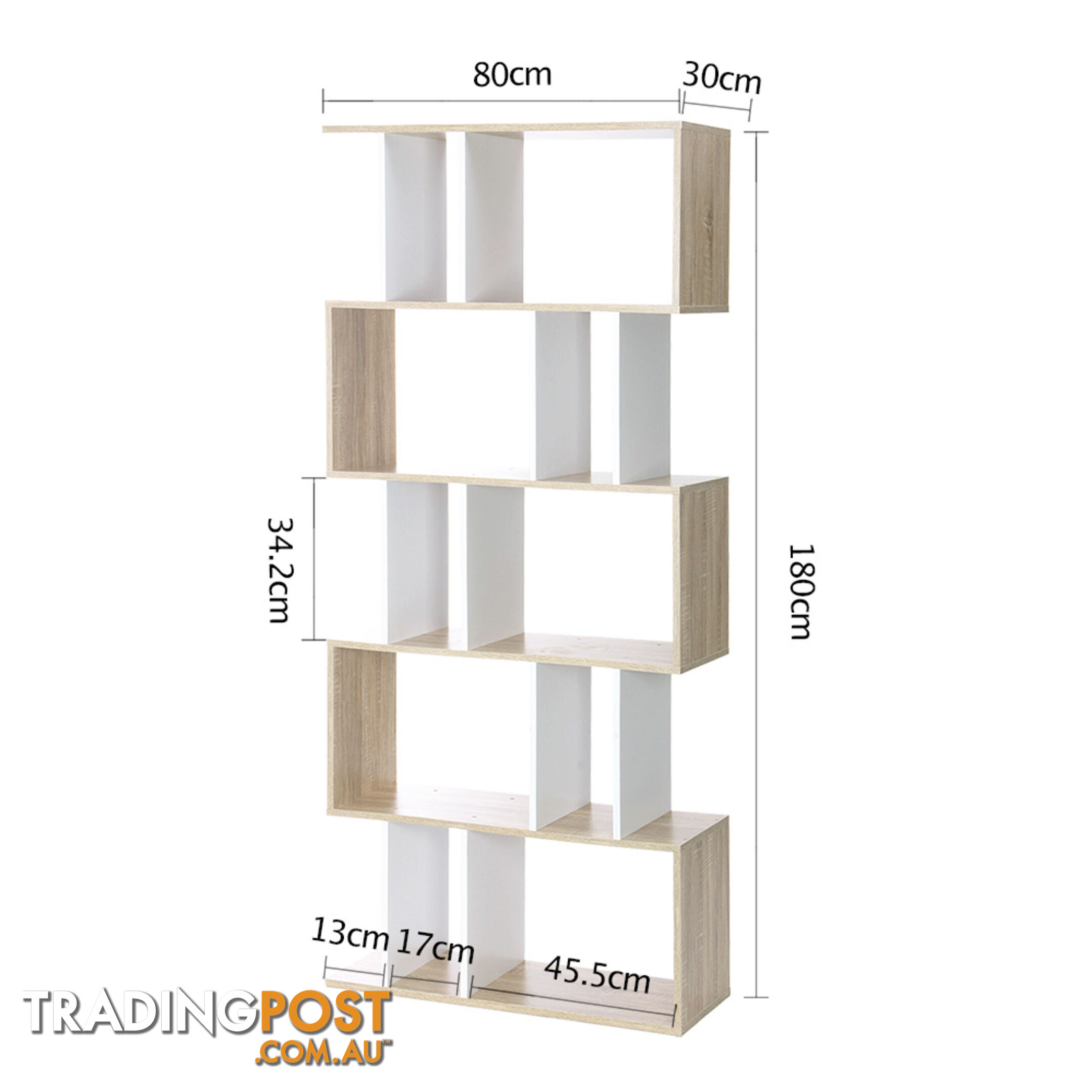 5 Tier Display/Book/Storage Shelf Unit White Brown