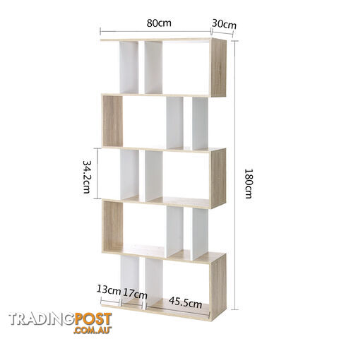 5 Tier Display/Book/Storage Shelf Unit White Brown