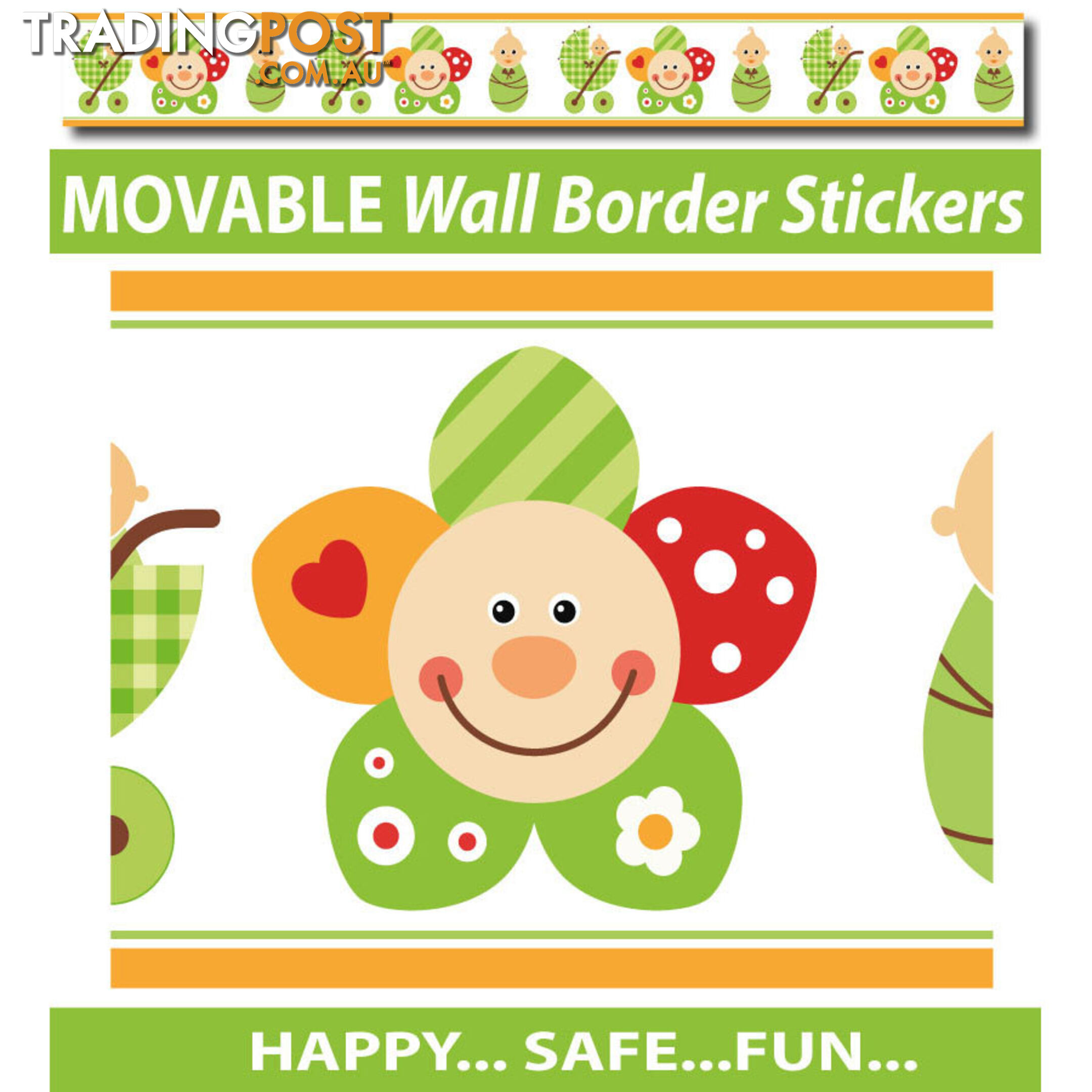 Smiley Flower Face Wall Border Stickers - Totally Movable