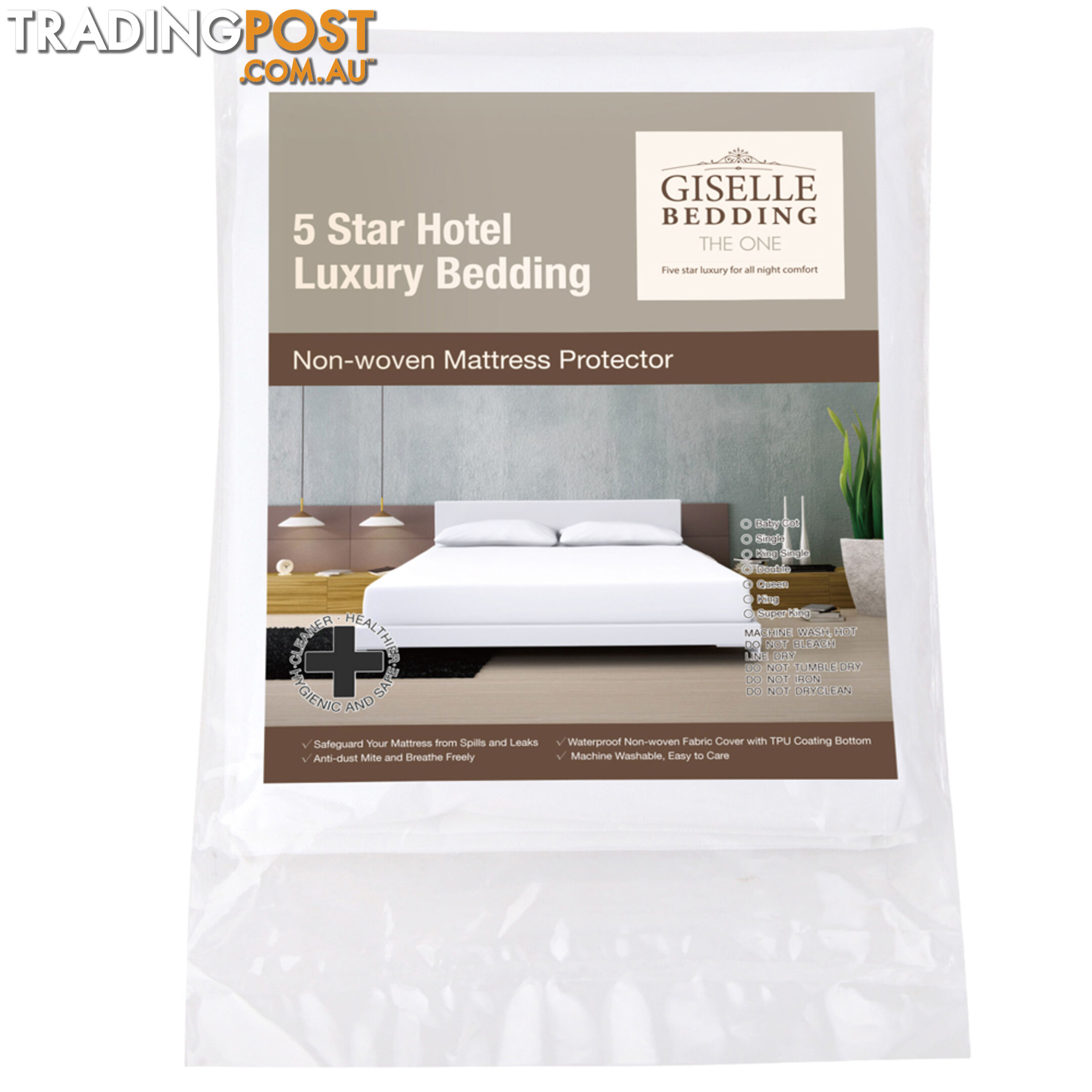 Fitted Non-Woven Waterproof Mattress Protector PU Coating Bed Cover Queen