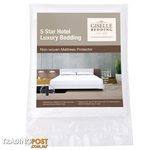 Fitted Non-Woven Waterproof Mattress Protector PU Coating Bed Cover Queen