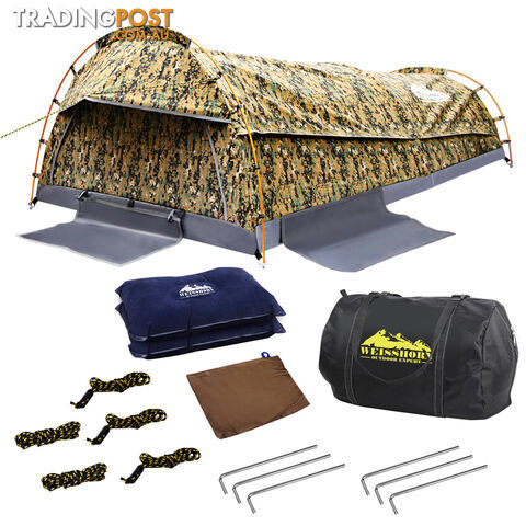 Double Camping Canvas Swag Tent Desert Camouflage w/ Bag