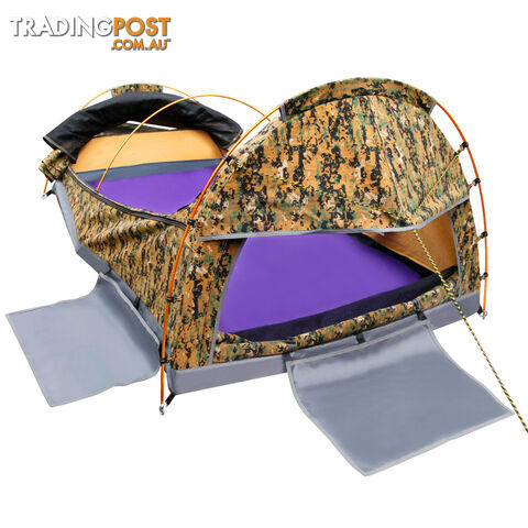 Double Camping Canvas Swag Tent Desert Camouflage w/ Bag