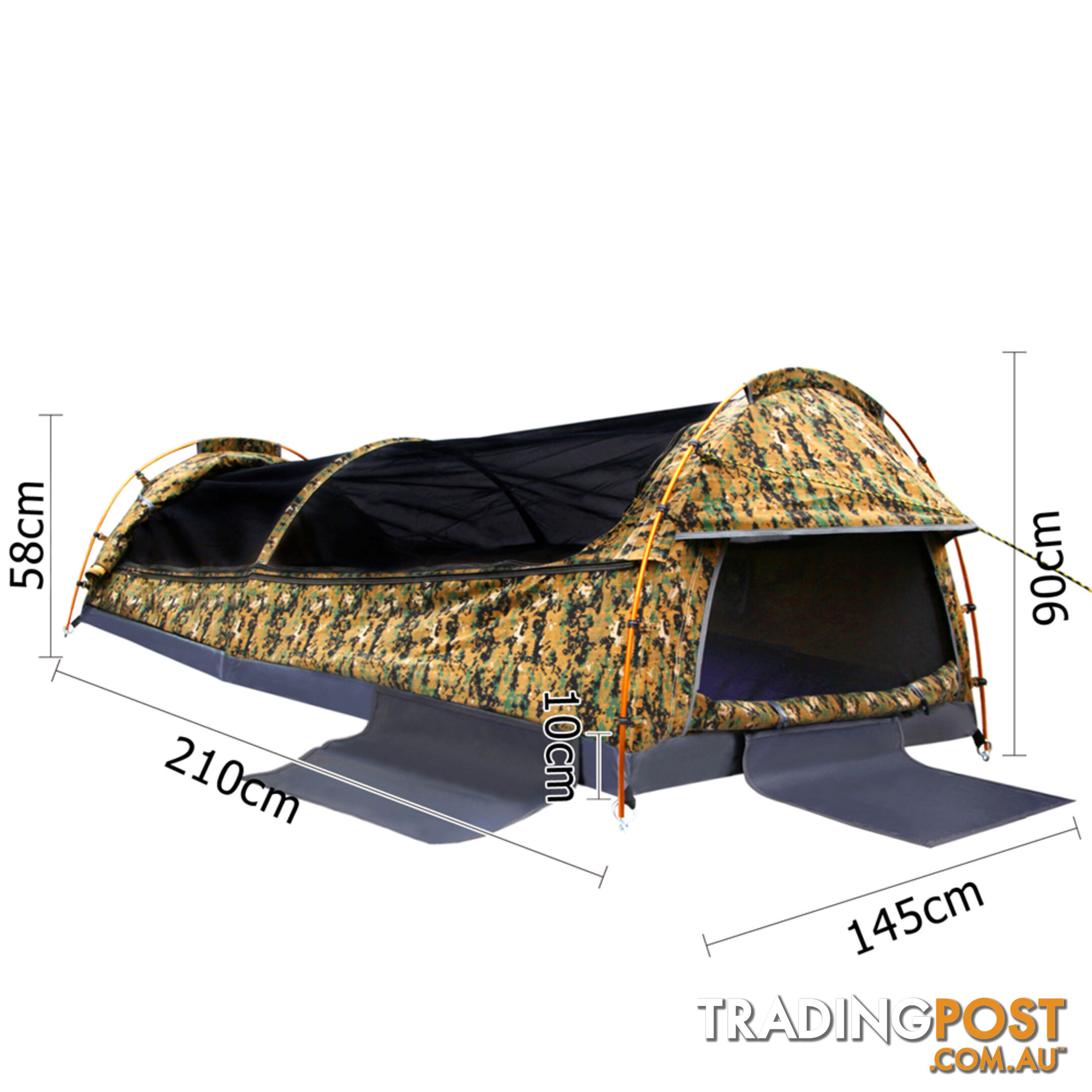 Double Camping Canvas Swag Tent Desert Camouflage w/ Bag