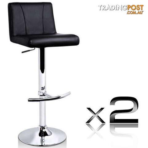 2 x PU Leather Kitchen Bar Stool Gas Lift Black