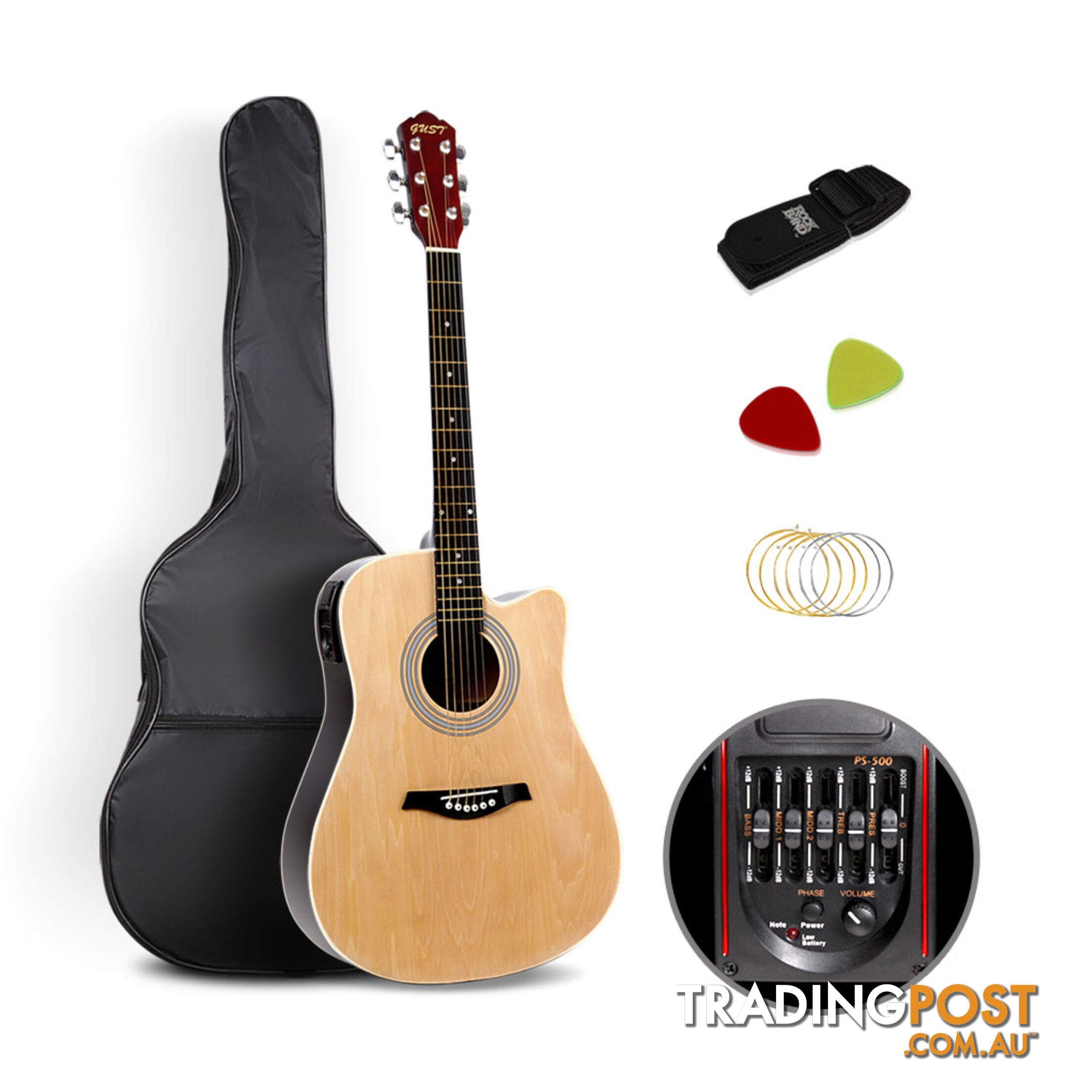 41in 5- Band EQ Electric Acoustic Guitar Full Size Natural