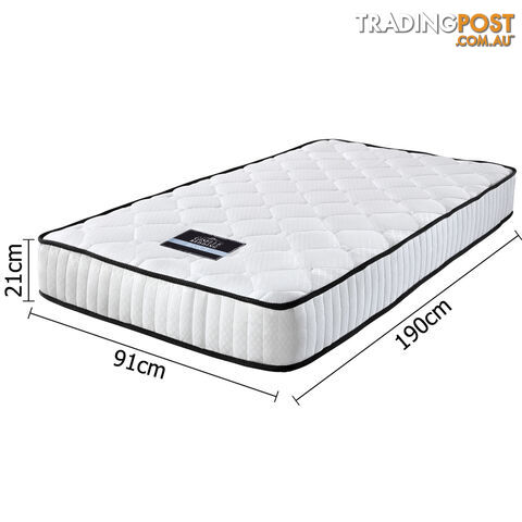 21cm Pocket Spring Mattress High Density Foam Single Size Bed