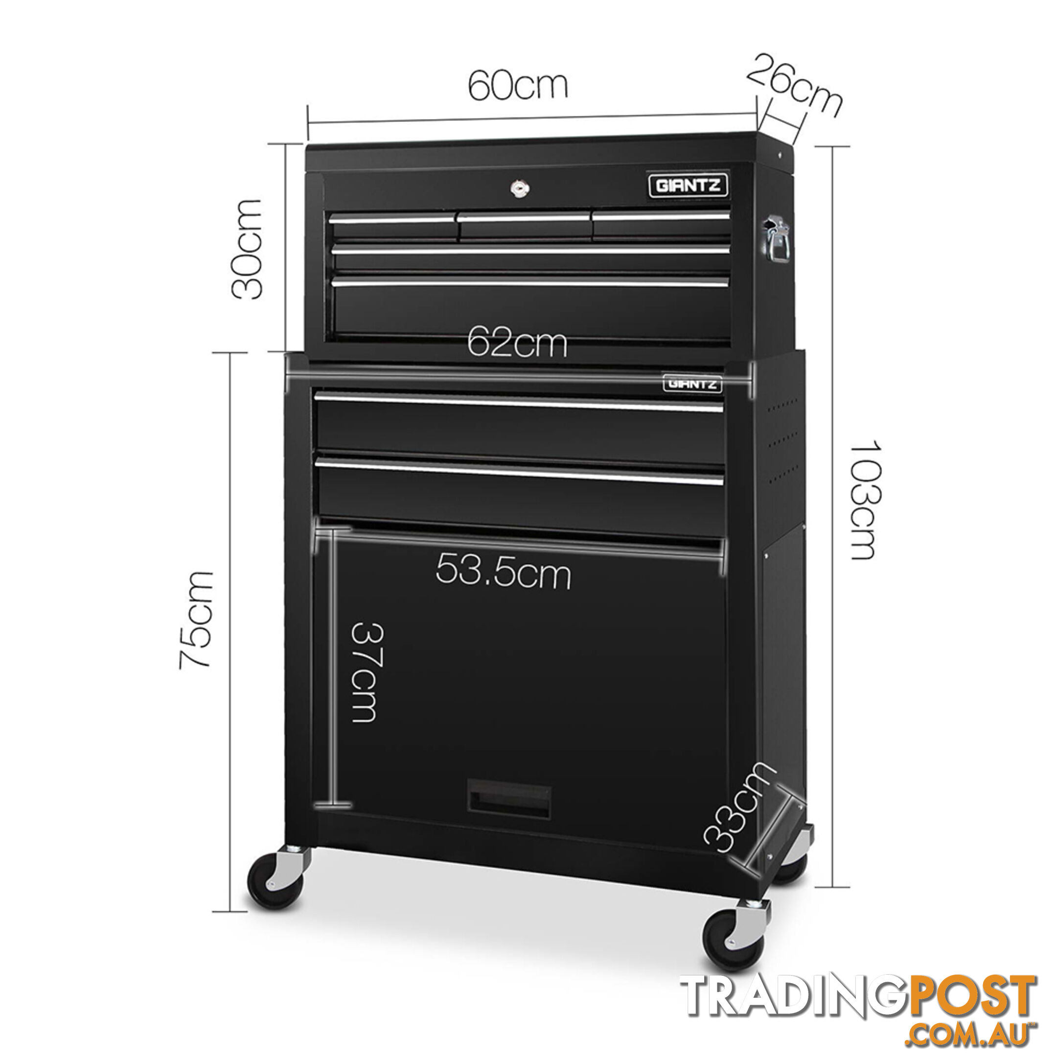 7 Drawers Mechanic Toolbox Chest Cabinet Tool Box Roller Trolley Black