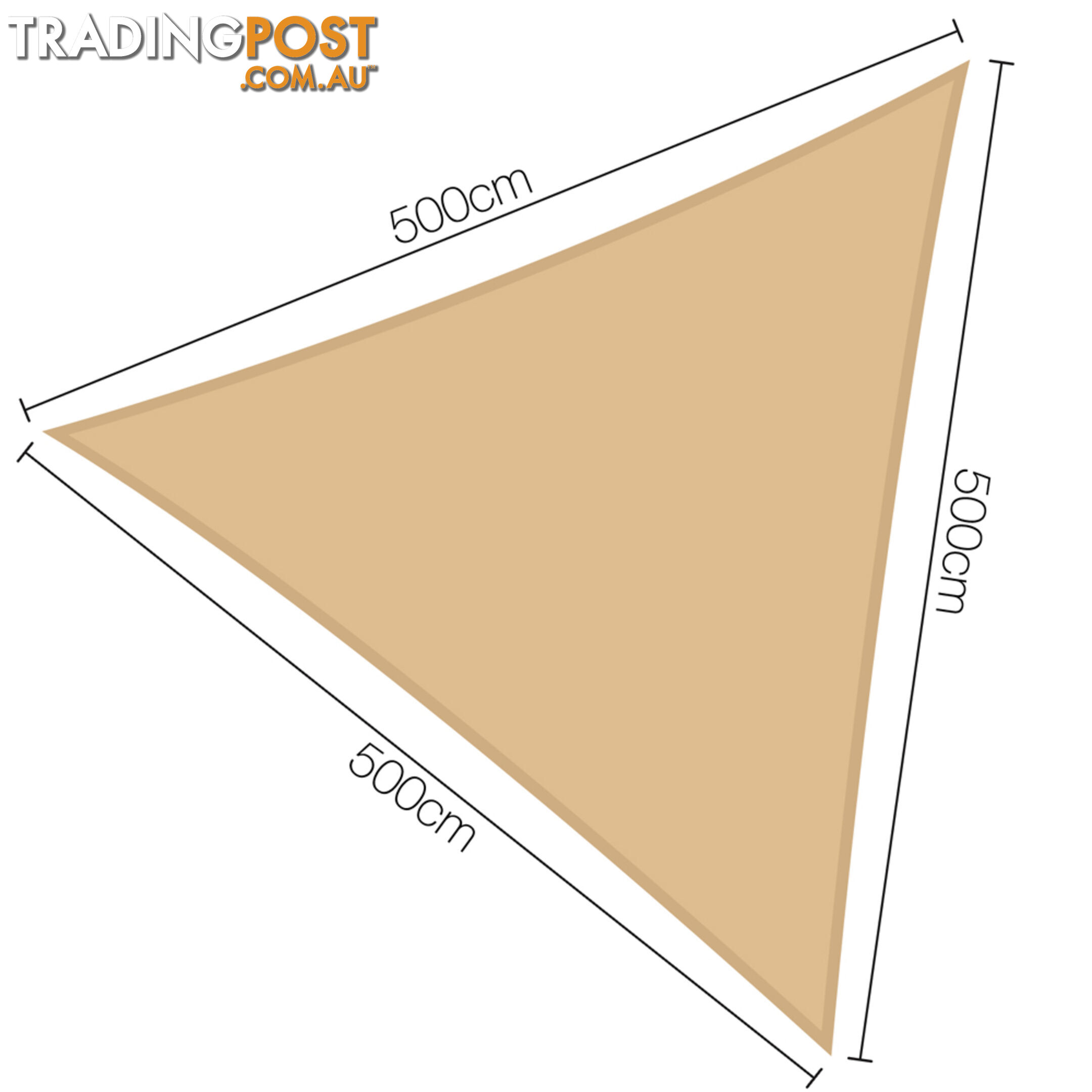 Triangle Heavy Duty Shade Sail Cloth Sun Canopy Shadecloth 5x5x5m Sand 185g/m2