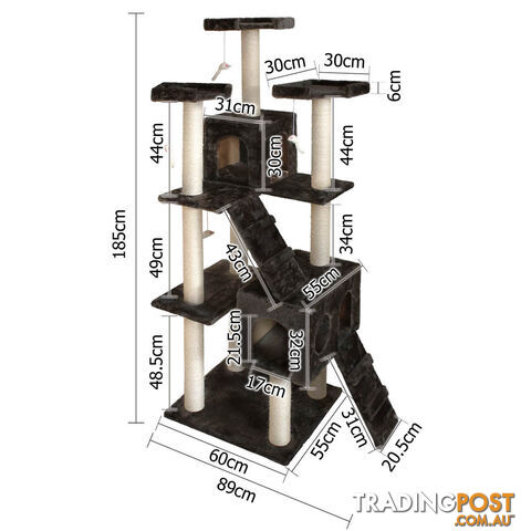 Cat Scratching Poles Post Furniture Tree 185cm Dark Grey