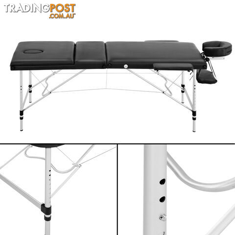 Portable Aluminium Massage Bed Beauty Waxing Table Chair 3 Fold Black 60cm - photo 3 of 8