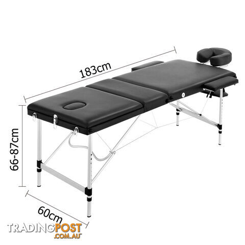 Portable Aluminium Massage Bed Beauty Waxing Table Chair 3 Fold Black 60cm - photo 2 of 8
