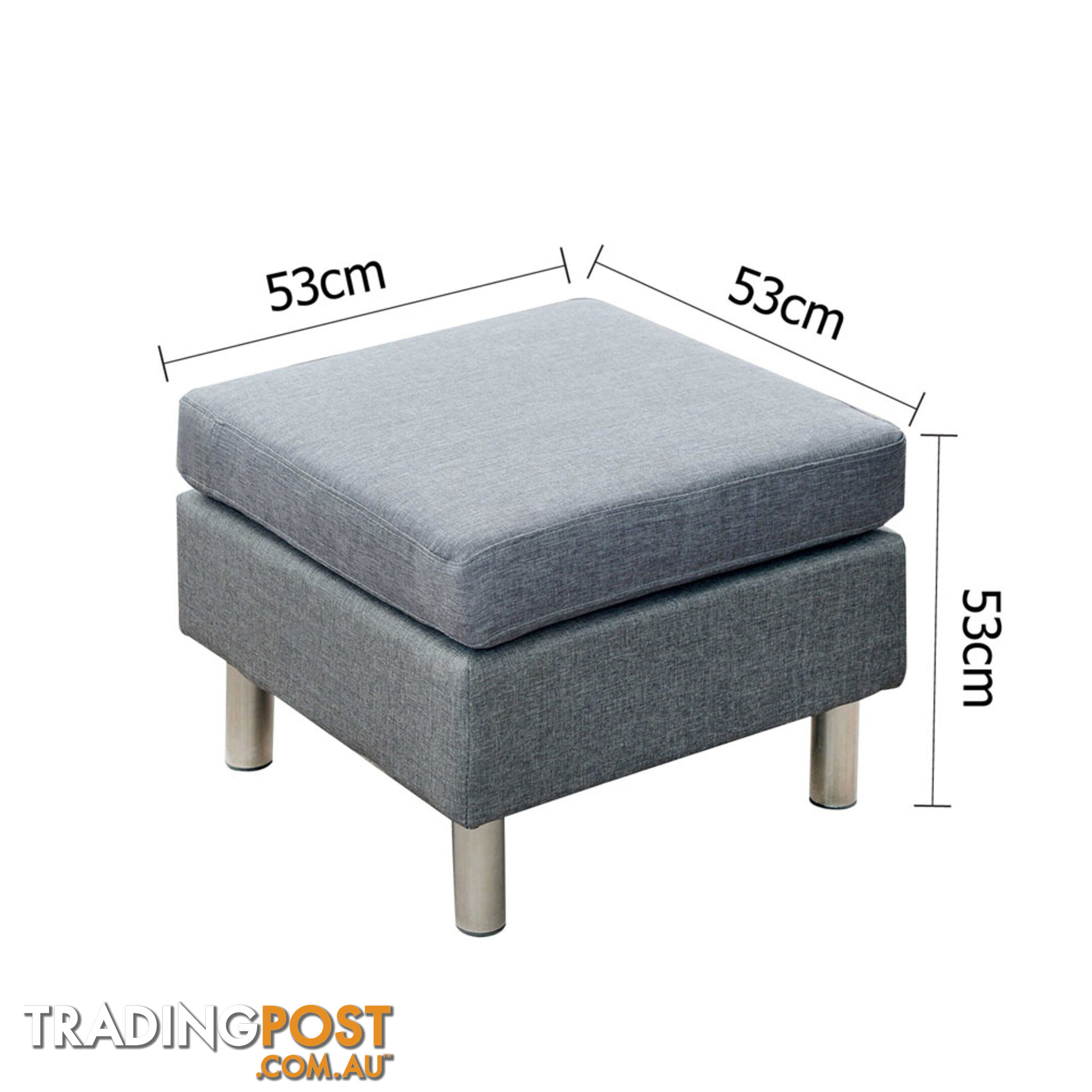 Four Seater Faux Linen Fabric Sofa with Ottoman Grey