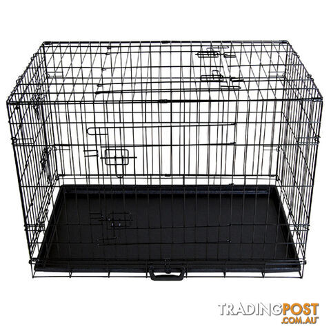 42&#34; Foldable Dog Cage Portable Crate Metal Fold Up Pet Cat Puppy House Kennel