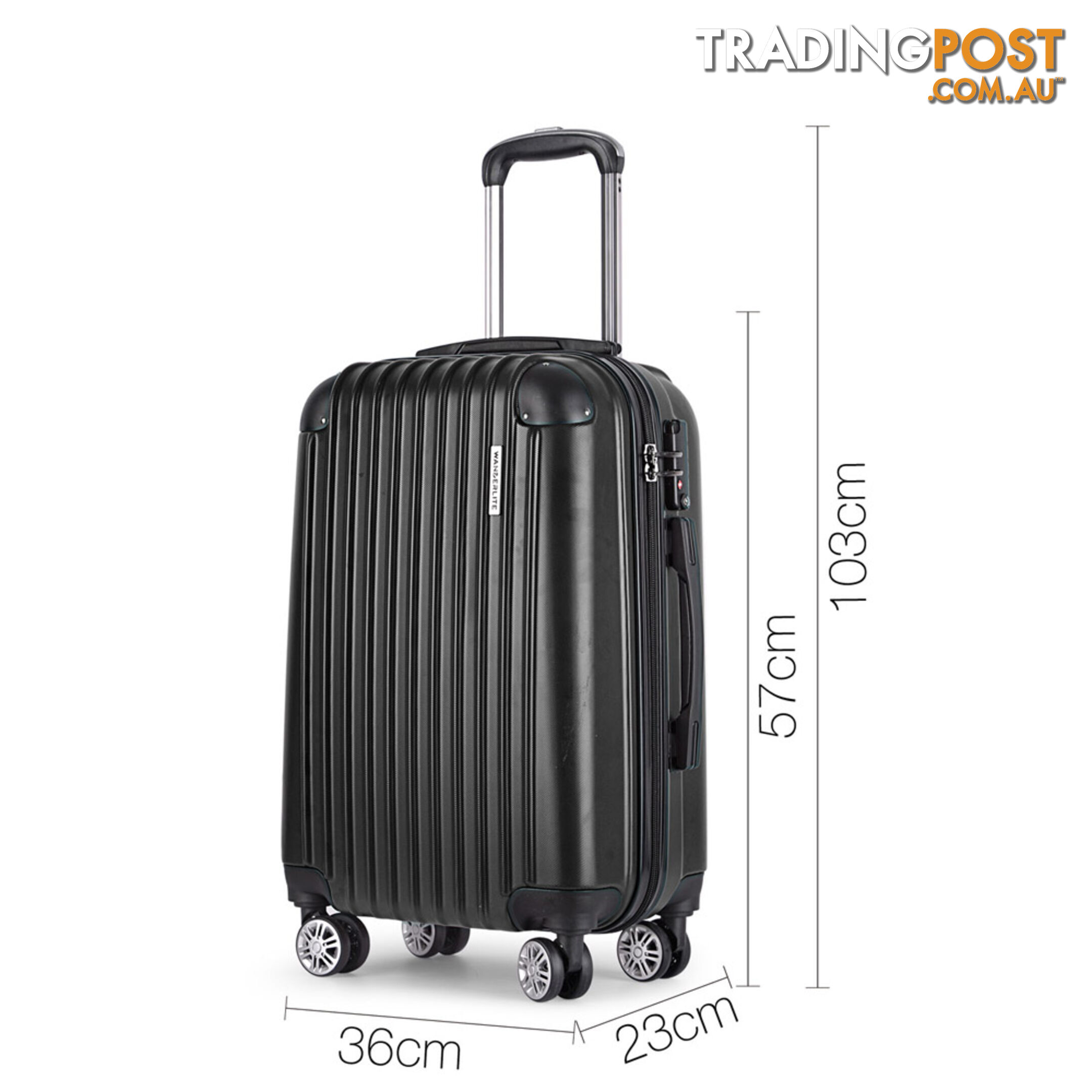 Set of 3 Hard Shell Travel Luggage with TSA Lock - Black