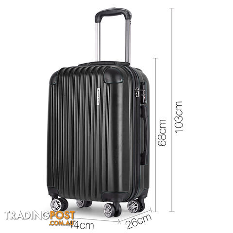 Set of 3 Hard Shell Travel Luggage with TSA Lock - Black