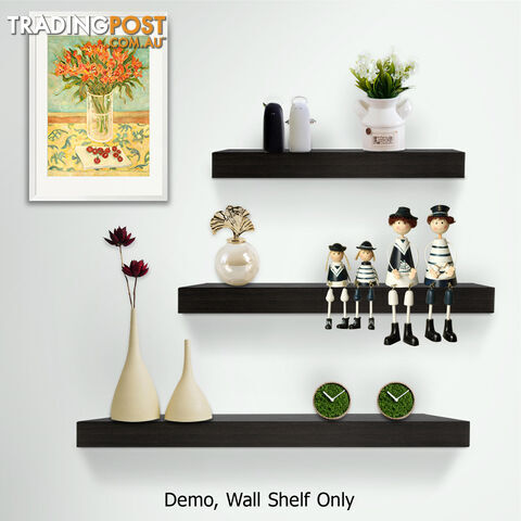 3 pcs Wall Floating Shelf Set Bookshelf Display Black