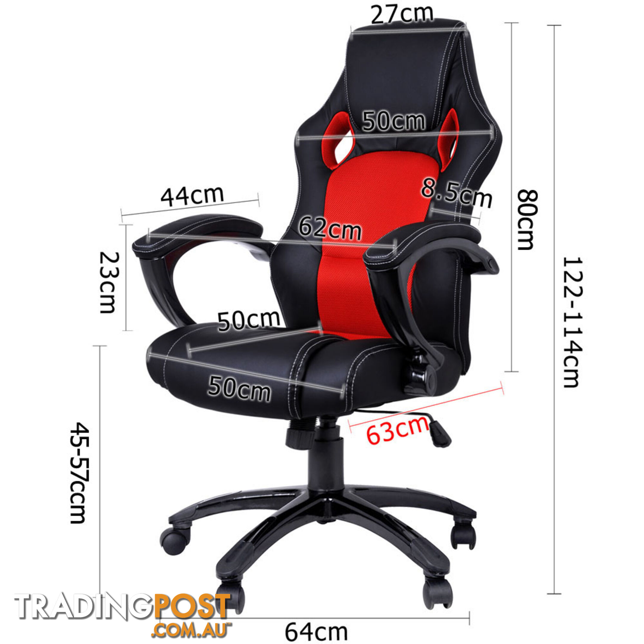 Executive PU Leather Computer Chair Ergonomic Office Desk Chair Black Red