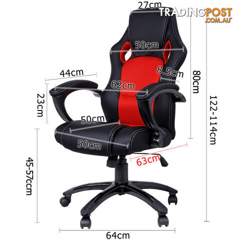 Executive PU Leather Computer Chair Ergonomic Office Desk Chair Black Red