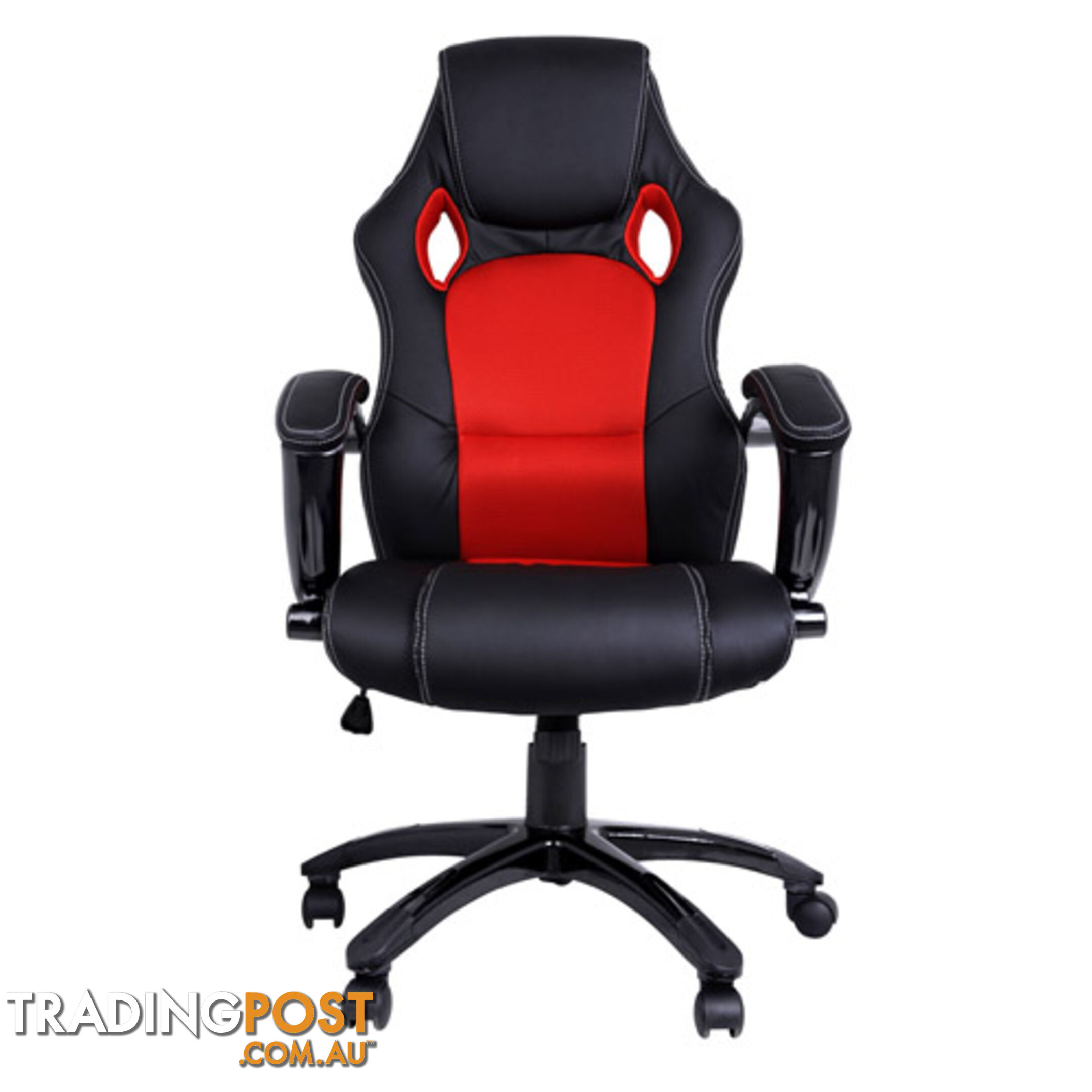 Executive PU Leather Computer Chair Ergonomic Office Desk Chair Black Red