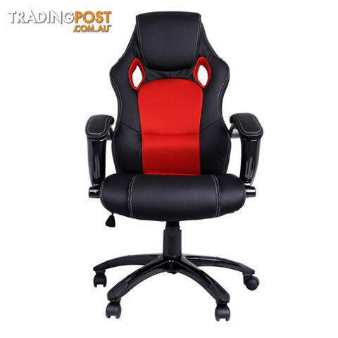 Executive PU Leather Computer Chair Ergonomic Office Desk Chair Black Red