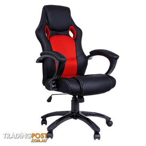 Executive PU Leather Computer Chair Ergonomic Office Desk Chair Black Red