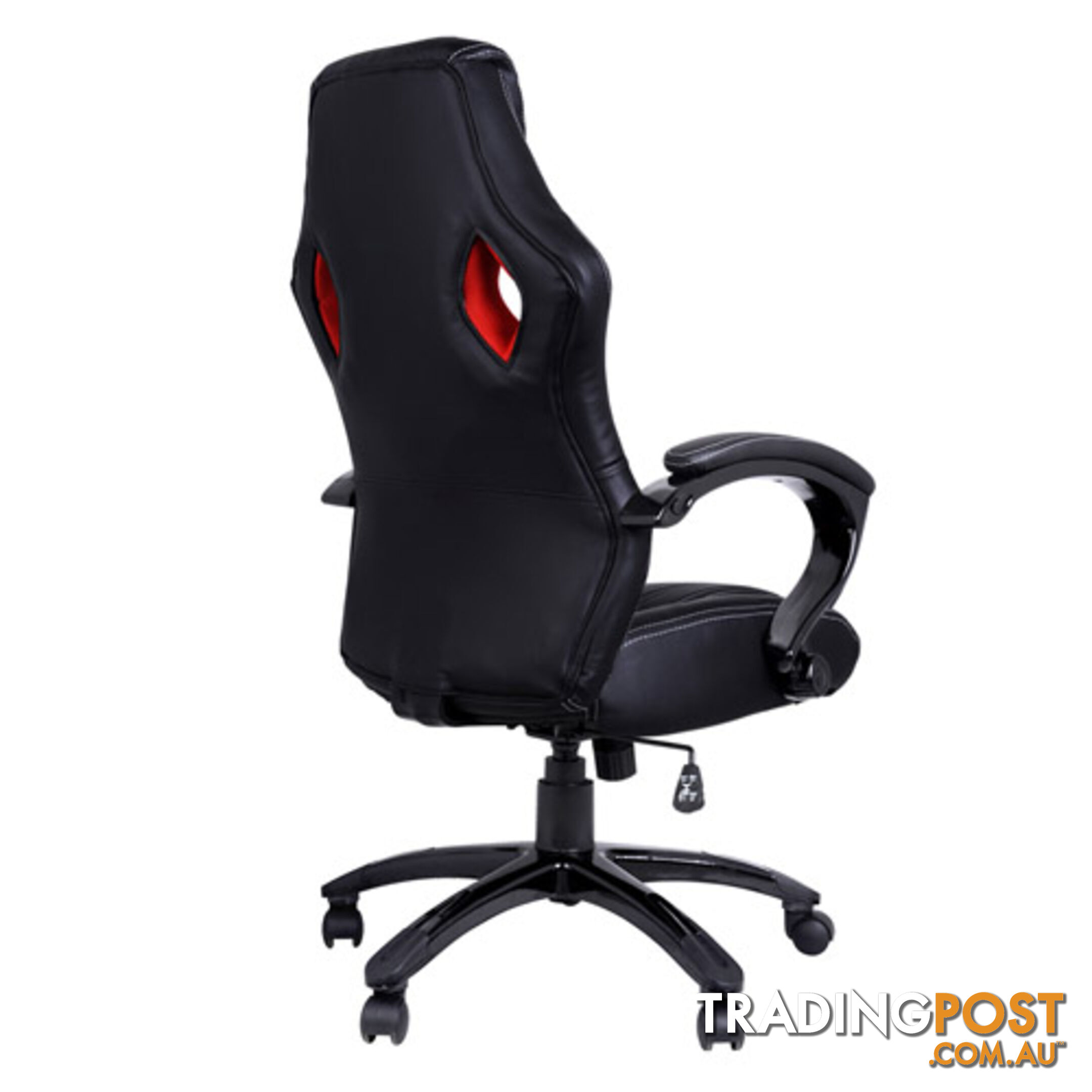 Executive PU Leather Computer Chair Ergonomic Office Desk Chair Black Red