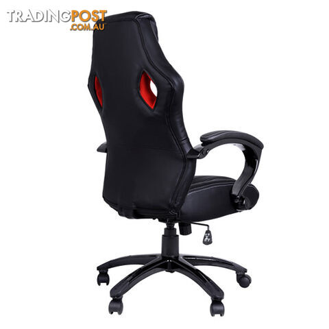 Executive PU Leather Computer Chair Ergonomic Office Desk Chair Black Red