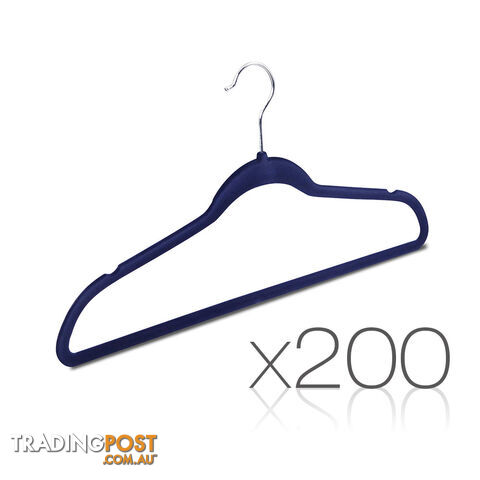 Set of 200 Slim Navy Velvet Hangers