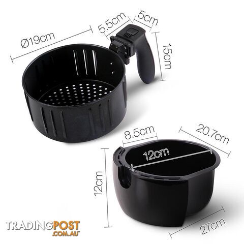 2.2L Air Fryer Low Fat Oil Less Deep Cooker Fast Healthy Black - photo 3 of 9