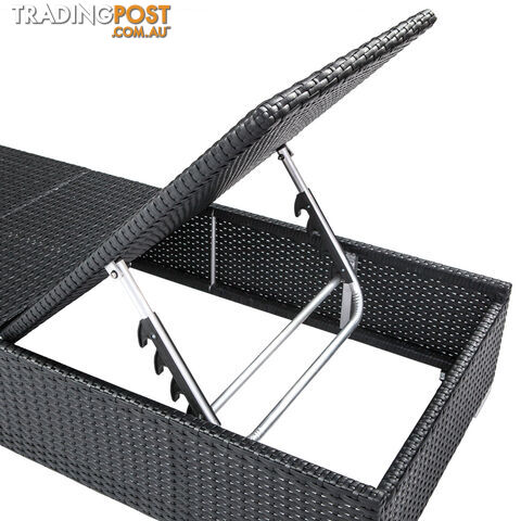 3pcs Outdoor Lounge Set Wicker Rattan Storage Cube 2 Seater Black Grey