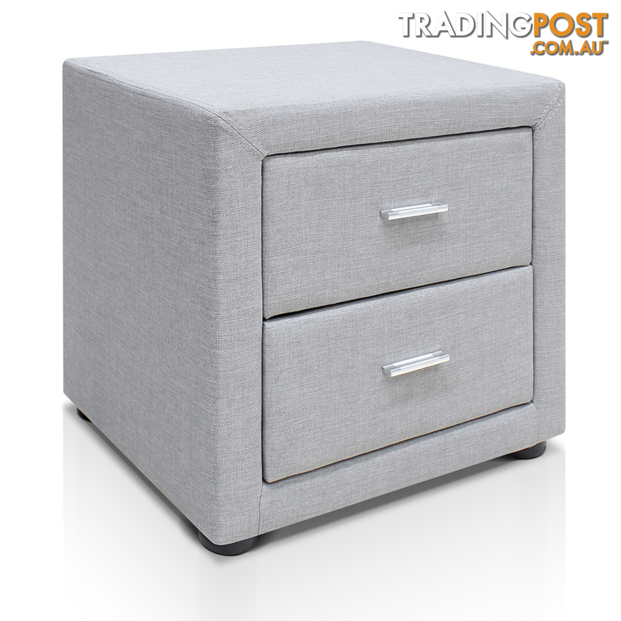 Fabric Bedside Table - Light Grey