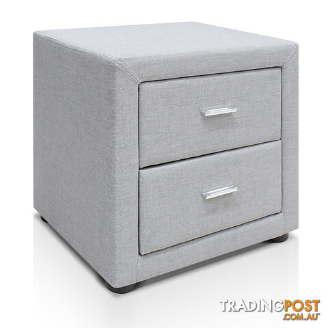 Fabric Bedside Table - Light Grey