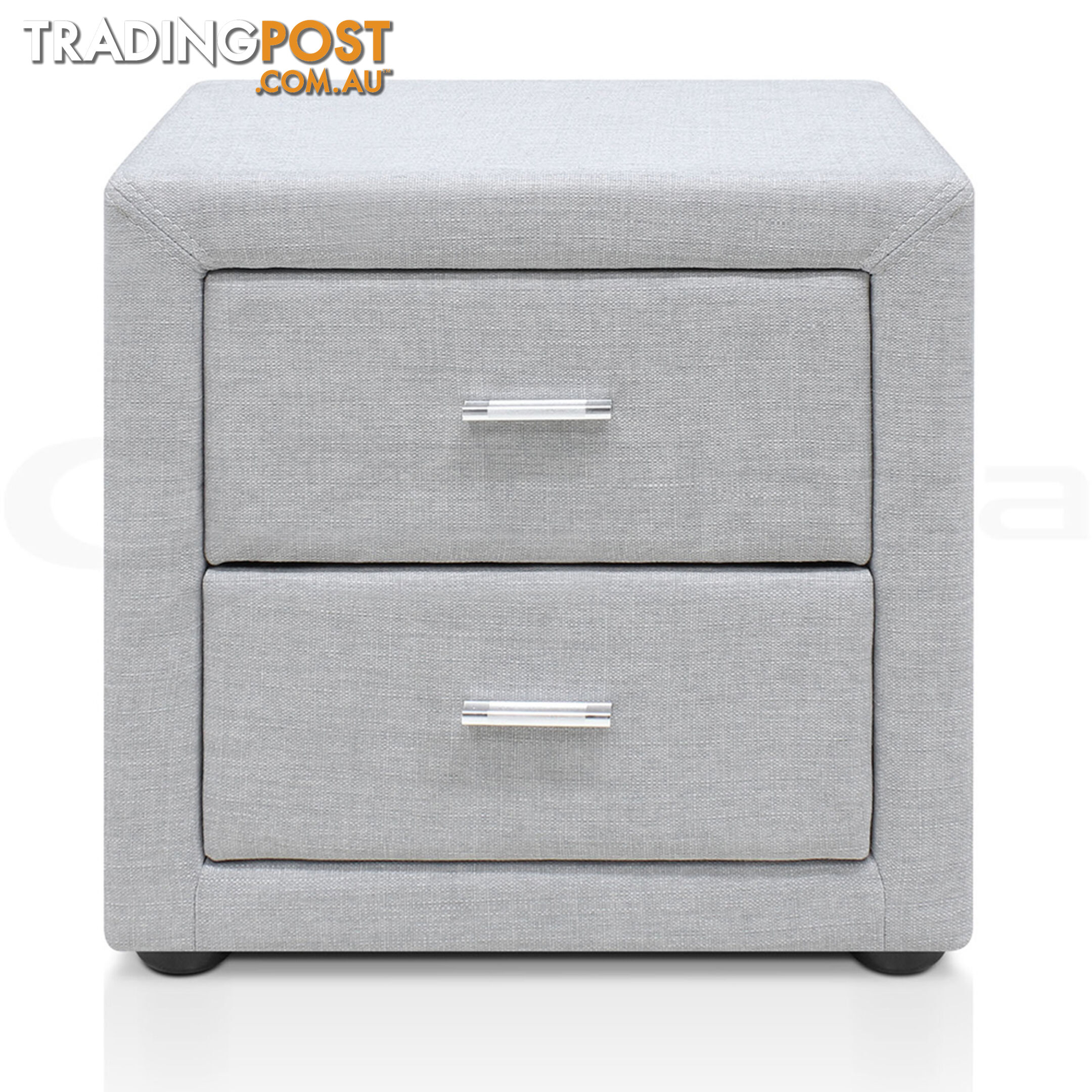 Fabric Bedside Table - Light Grey