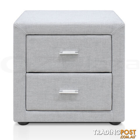 Fabric Bedside Table - Light Grey