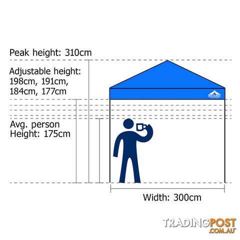 3X3 Pop Up Gazebo - Blue