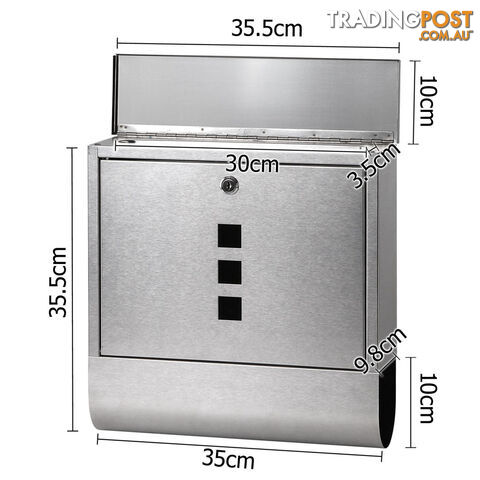 Wall Mount Mail Box Stainless Steel Letter Box Post Newspaper Mailbox Letterbox