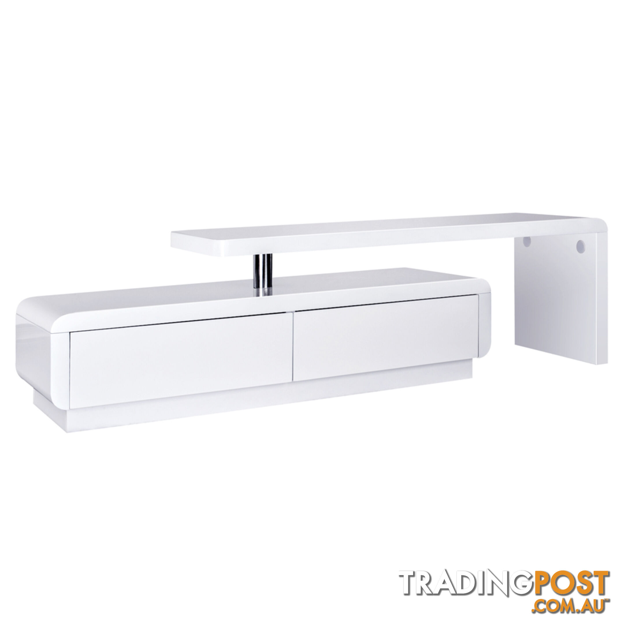 High Gloss Adjustable TV Stand Entertainment Unit Drawers White