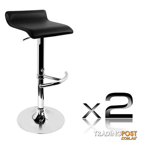 2 x PVC Leather Bar Stool Kitchen Counter Gas Lift Chair Cafe Swivel Stool Black