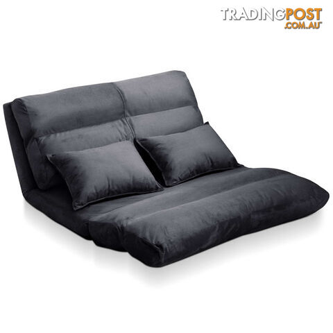 Double Size Adjustable Lounge Sofa - 5 positions Charcoal