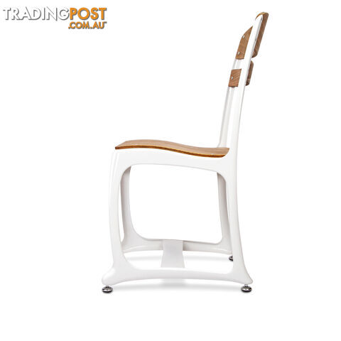 2 x Replica Eton Dining Chairs Vintage Warehouse Industrial Style Chair White