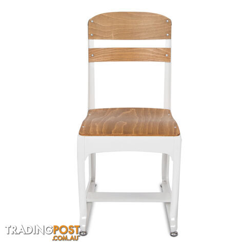 2 x Replica Eton Dining Chairs Vintage Warehouse Industrial Style Chair White