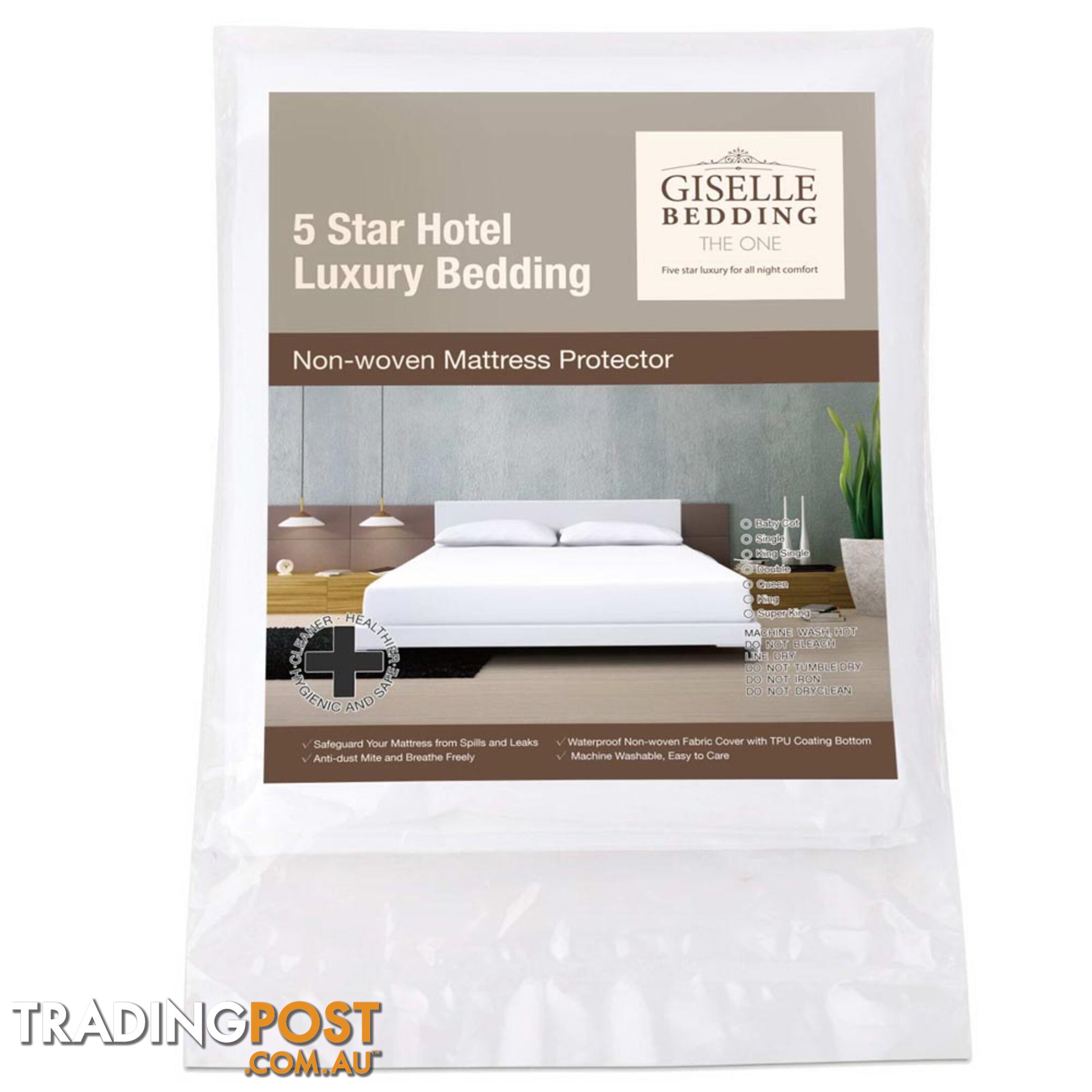 Fitted Non-Woven Waterproof Mattress Protector PU Coating Bed Cover King Single