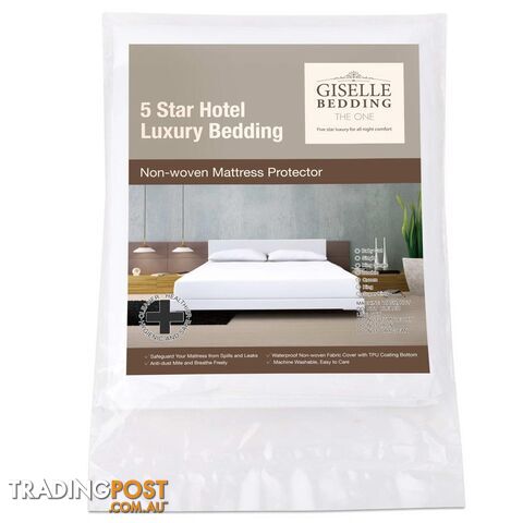 Fitted Non-Woven Waterproof Mattress Protector PU Coating Bed Cover King Single