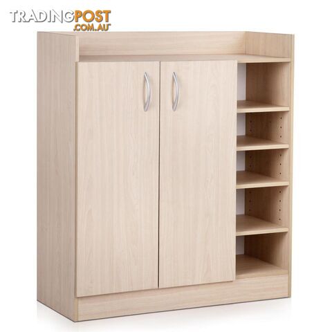 2 Doors Shoe Cabinet 21 Pairs Rack Storage Shelf Cupboard Organiser Natural