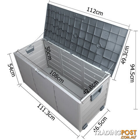 290L Plastic Outdoor Storag Garden Tool Toy Organiser Weatherproof Grey - photo 2 of 4